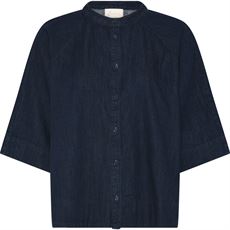 FRAU SKJORTE, ABU DHABI SHORT DENIM SHIRT, DARK BLUE DENIM